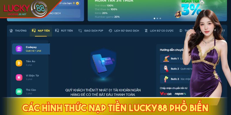 Các hình thức nạp tiền LUCKY88 phổ biến