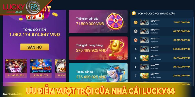 Ưu điểm vượt trội của nhà cái LUCKY88